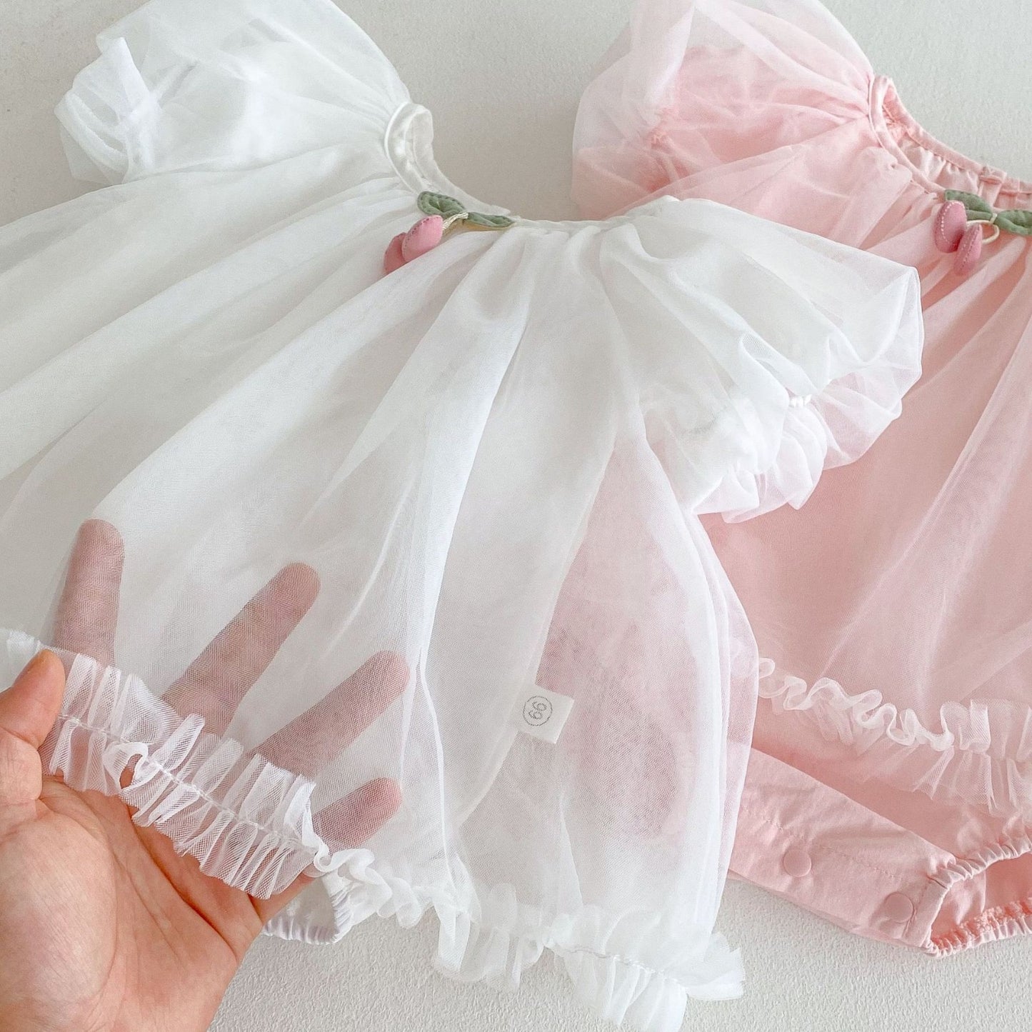 Cherry sheer romper dress
