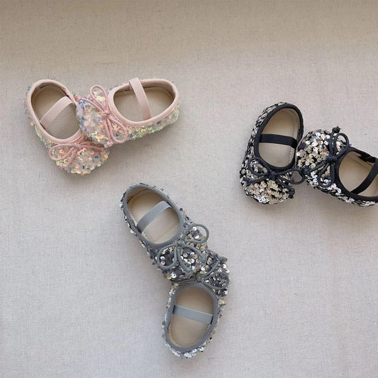 Sequin bow shoes