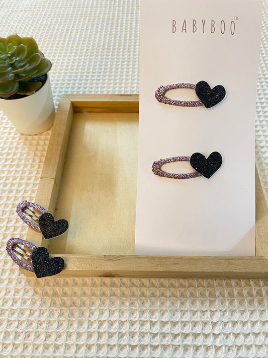 Glitter heart clip set