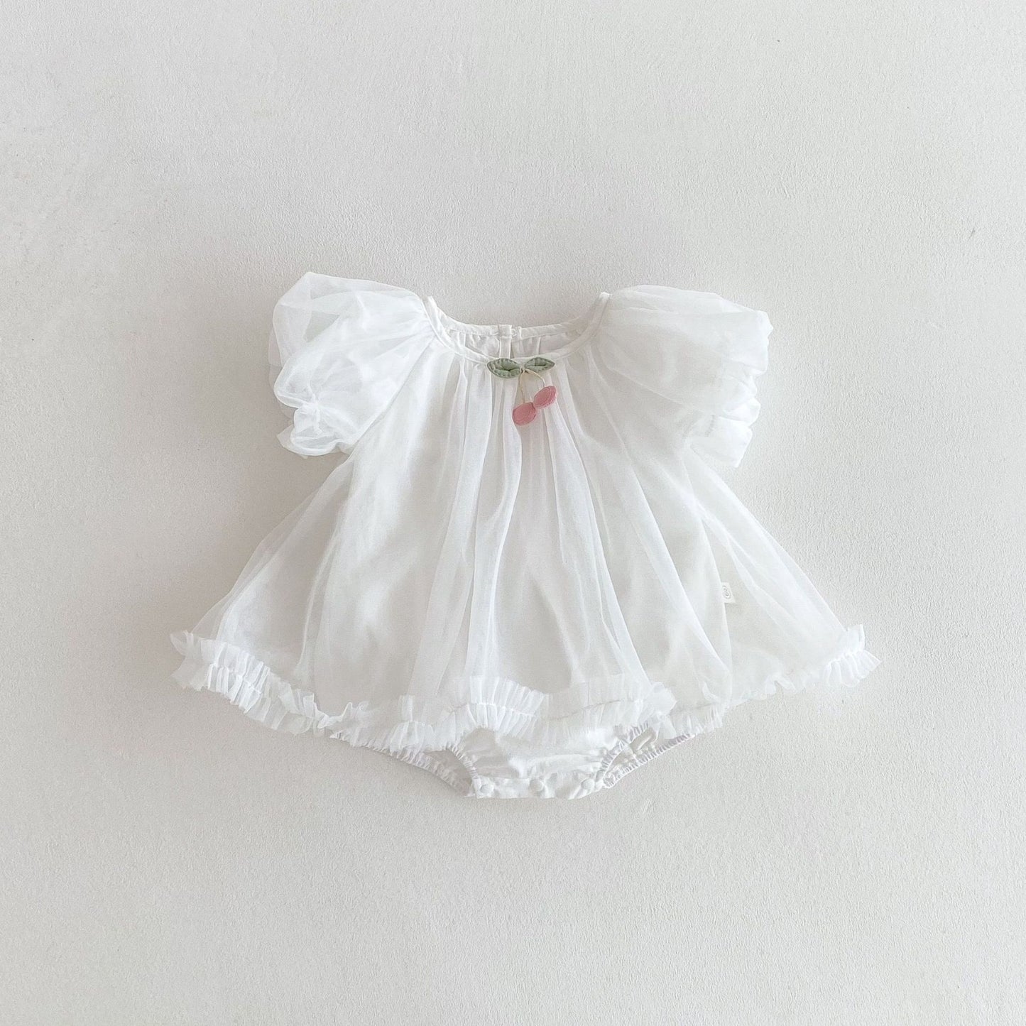 Cherry sheer romper dress