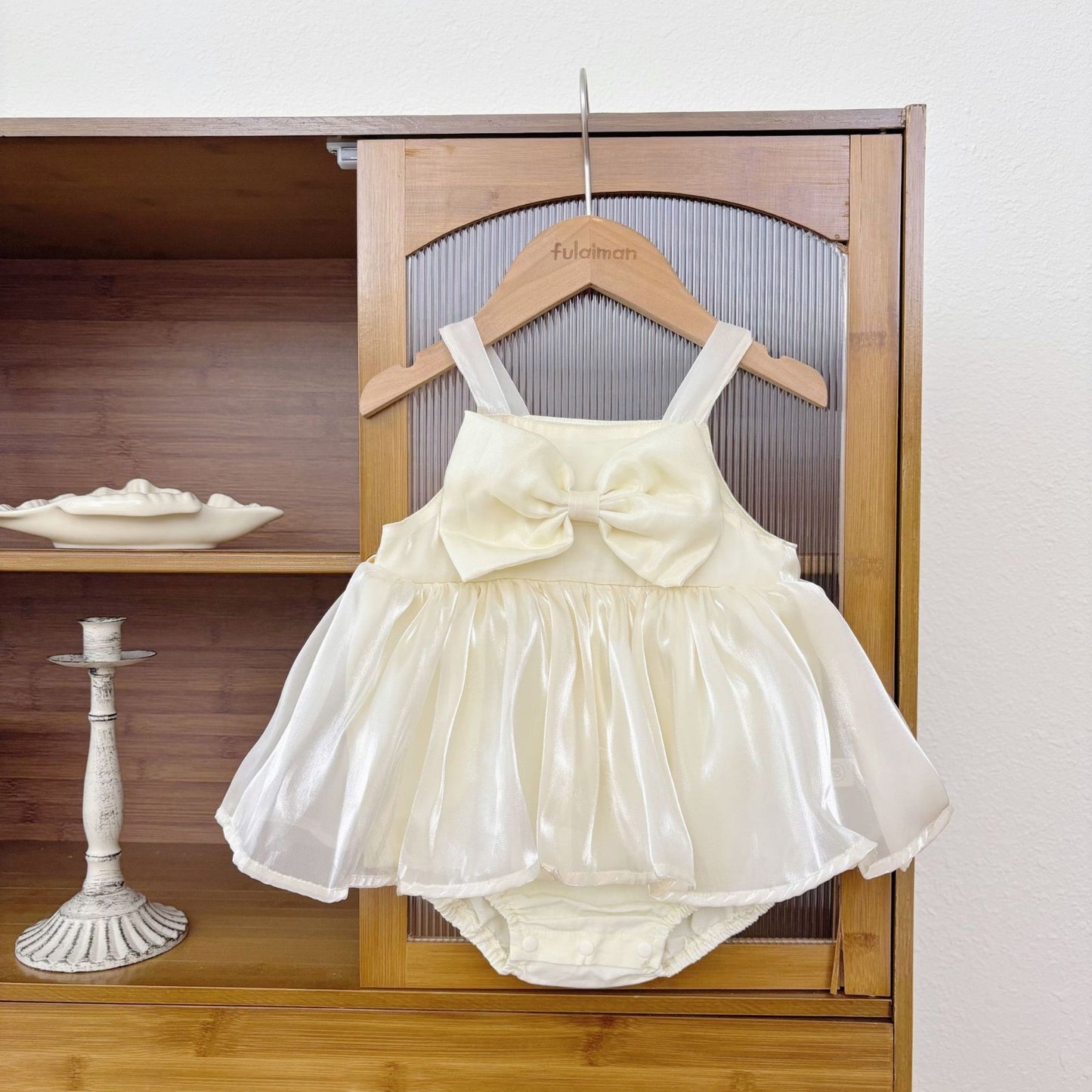 Gloss bow romper dress
