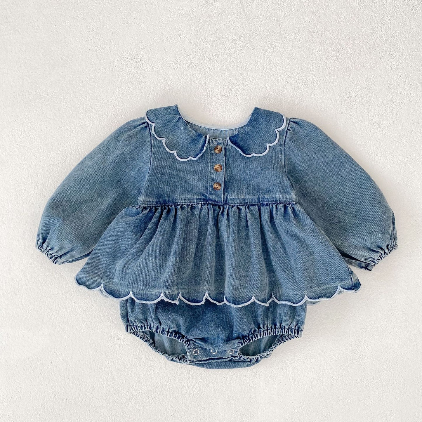 Denim scallop set
