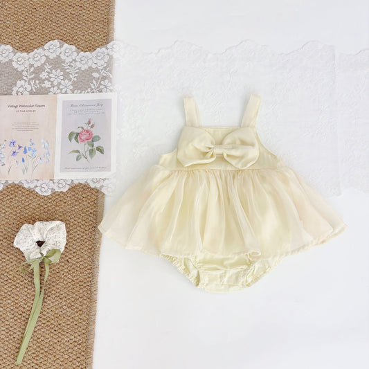 Gloss bow romper dress