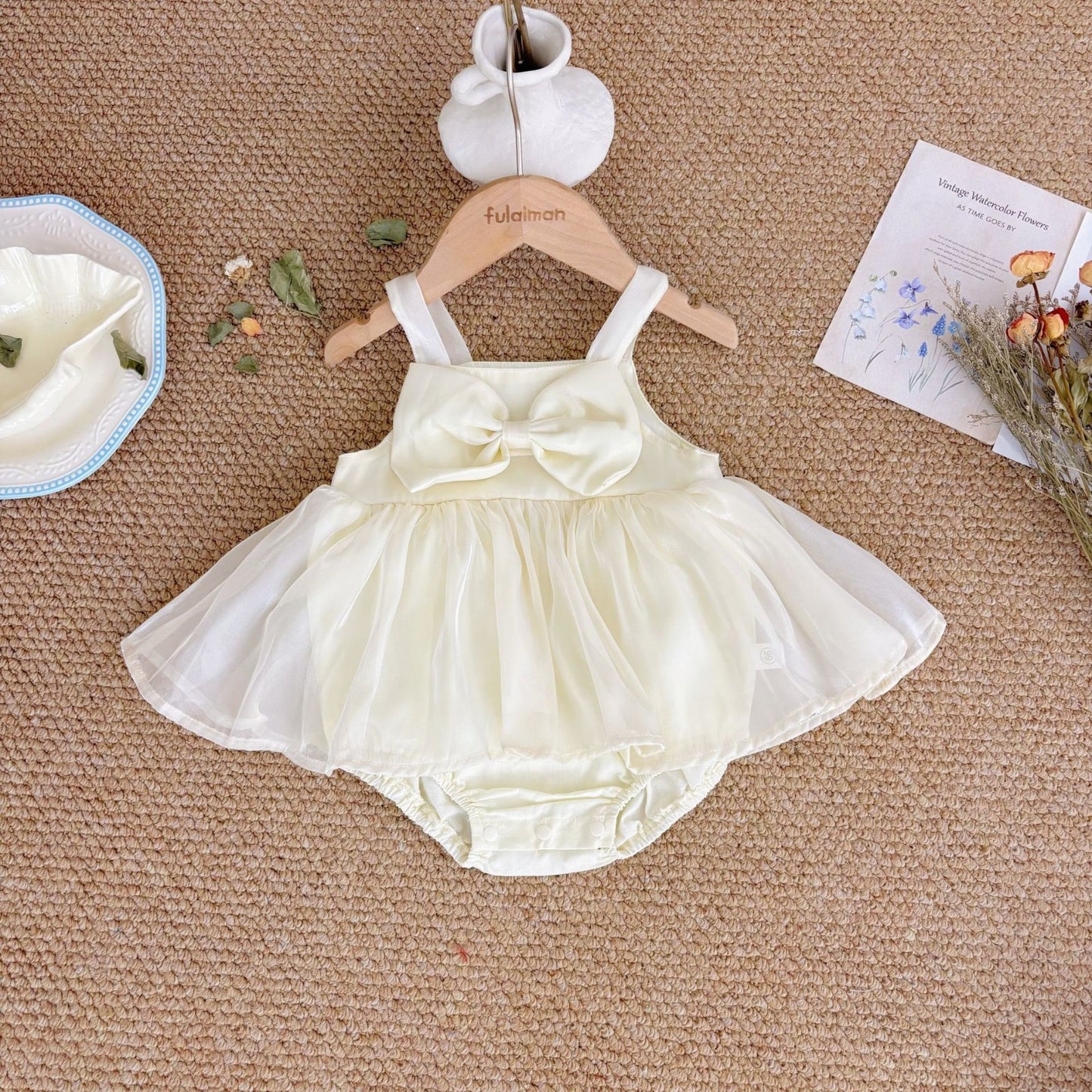 Gloss bow romper dress