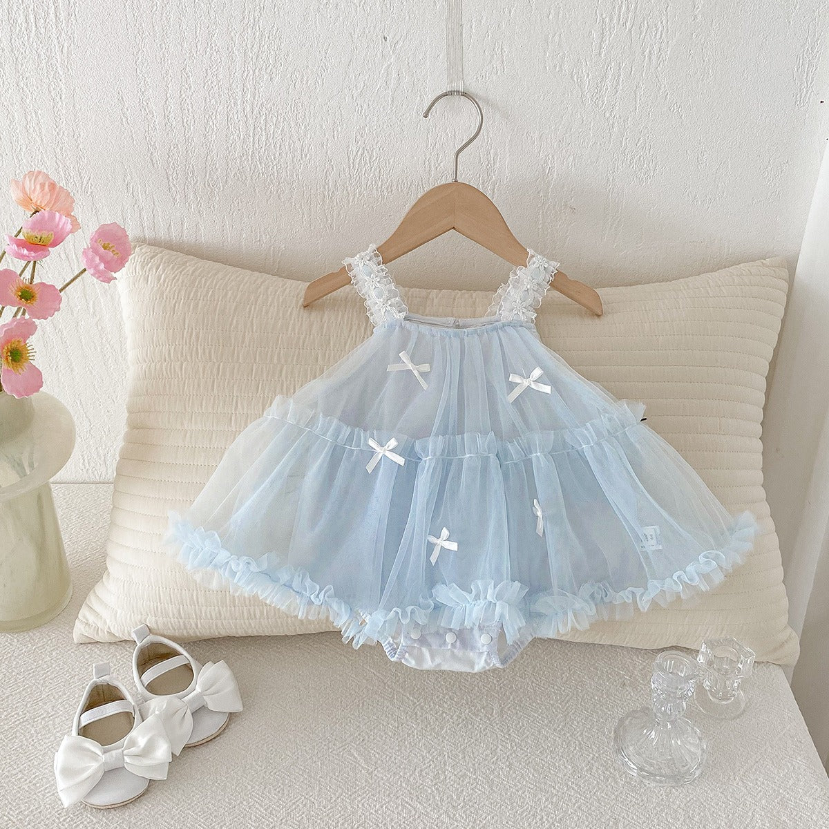 Berry bow tulle dress