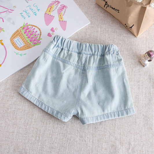 Bow denim shorts
