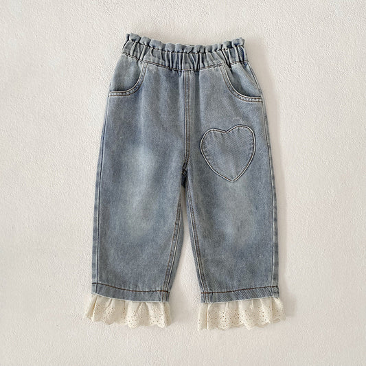 Heart denim pant