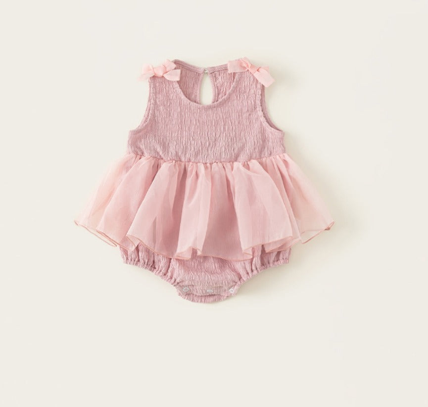 Grizzly bow romper dress