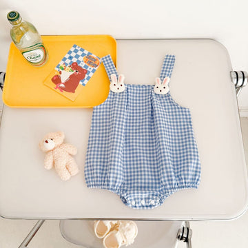 Plaid bunny romper