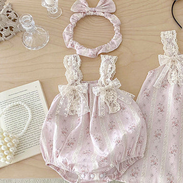 Lacey bow romper