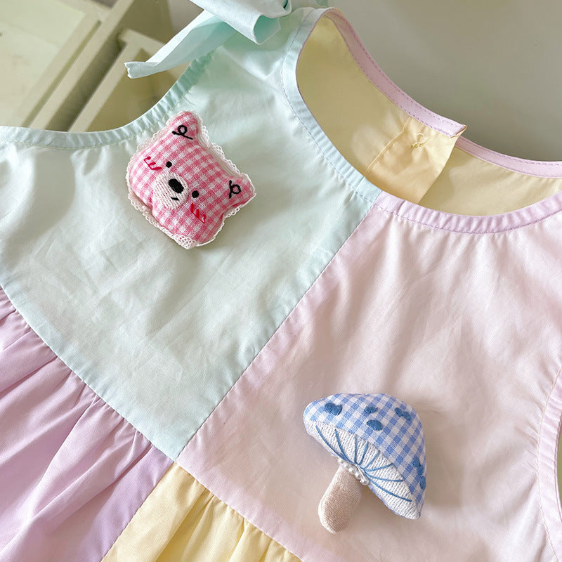 Block bunny & mushroom dress