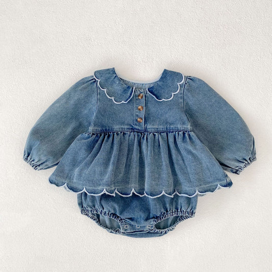 Denim scallop set
