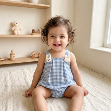 Plaid bunny romper