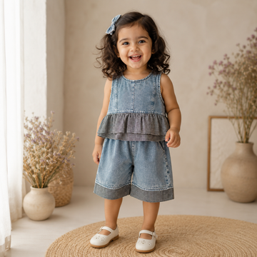 Denim plaid set