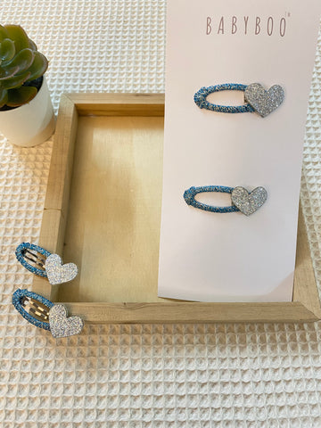 Glitter heart clip set