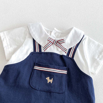 Bow pup romper