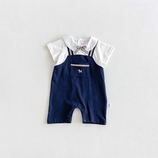 Bow pup romper