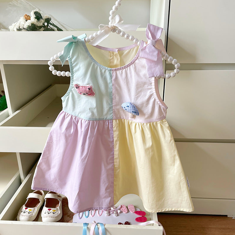 Block bunny & mushroom dress
