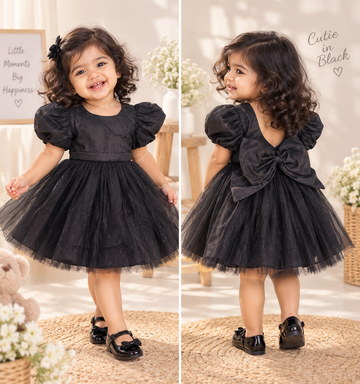 Black bow tulle dress