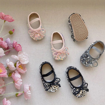 Sequin bow shoes