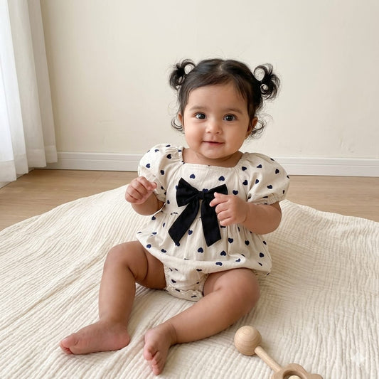 Heart bow romper
