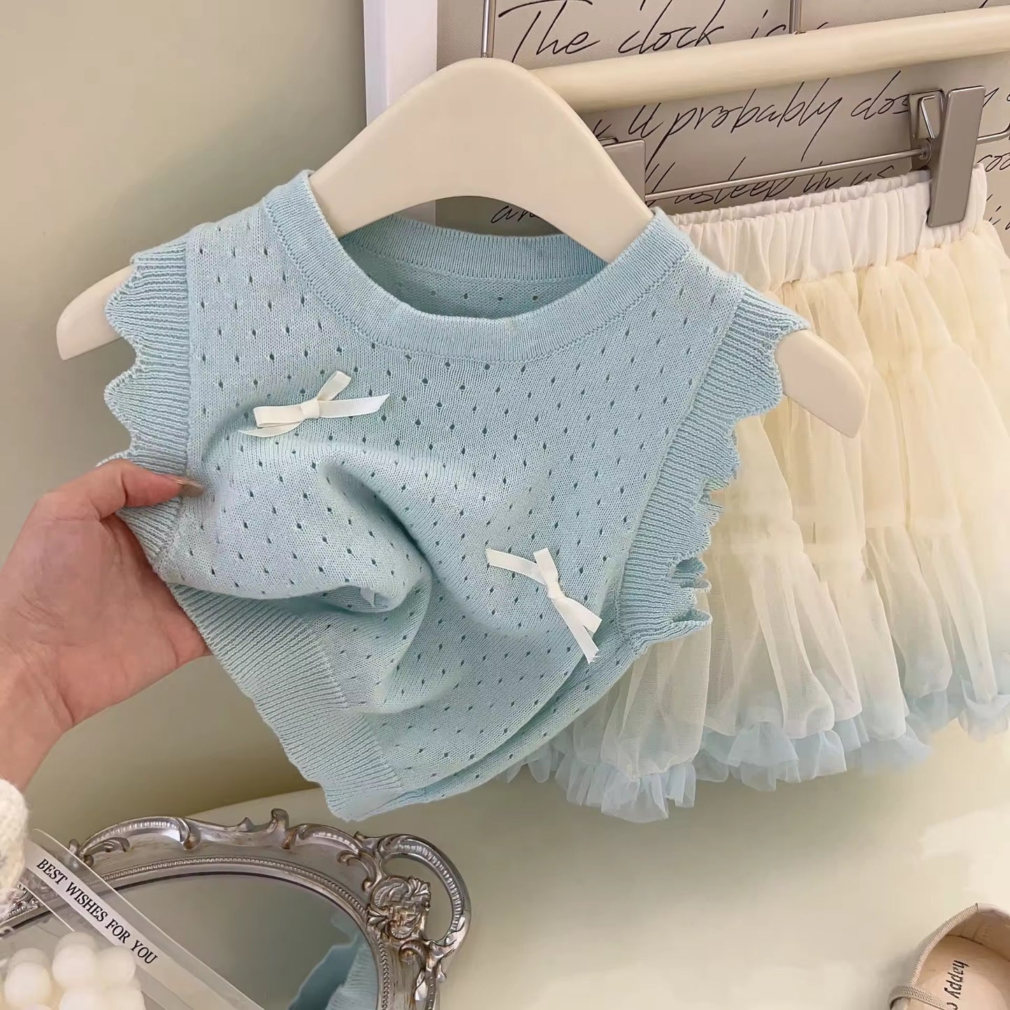 Scallo knit tulle set