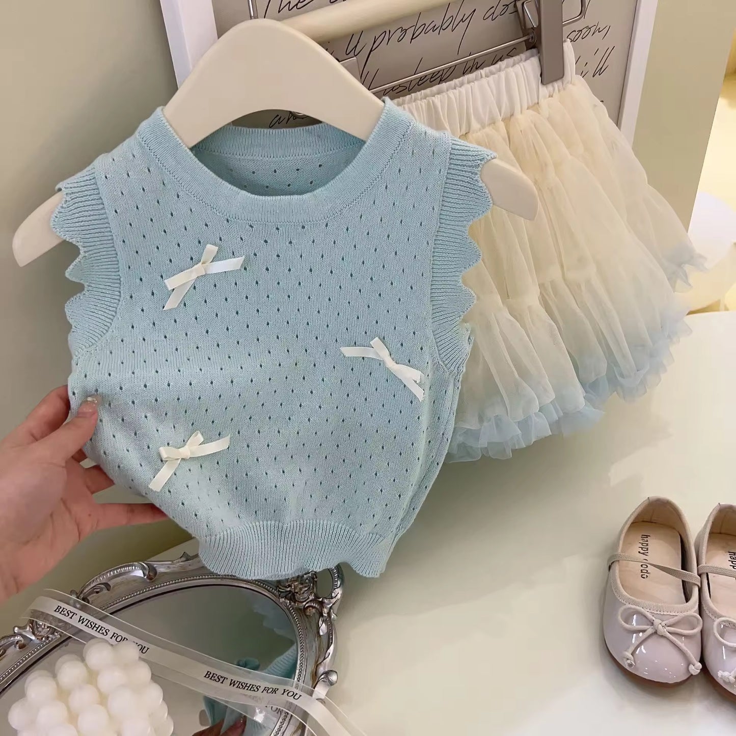 Scallo knit tulle set