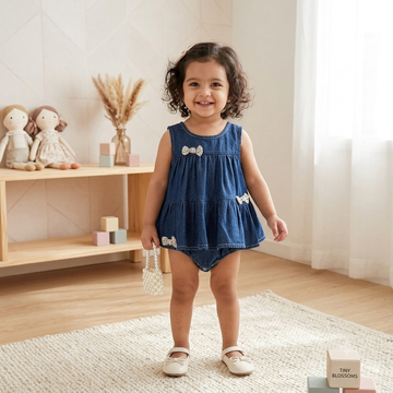 Denim bow dress