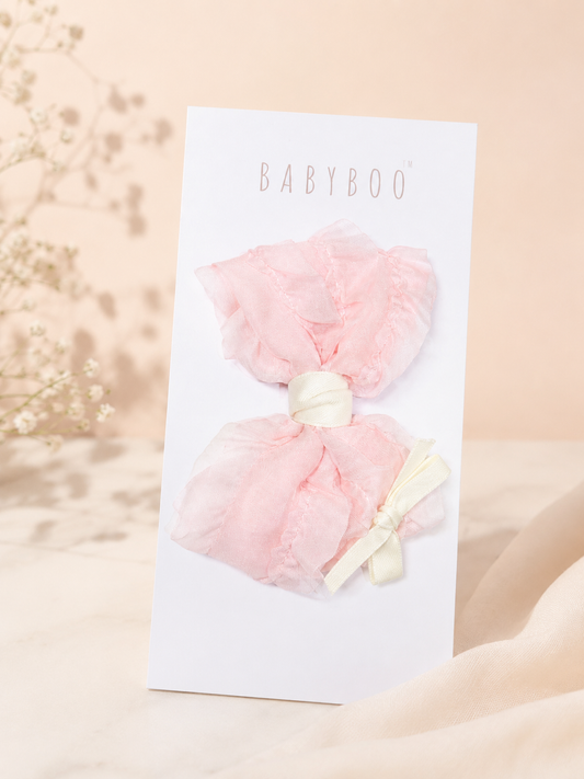 Fluffy bow hair clip