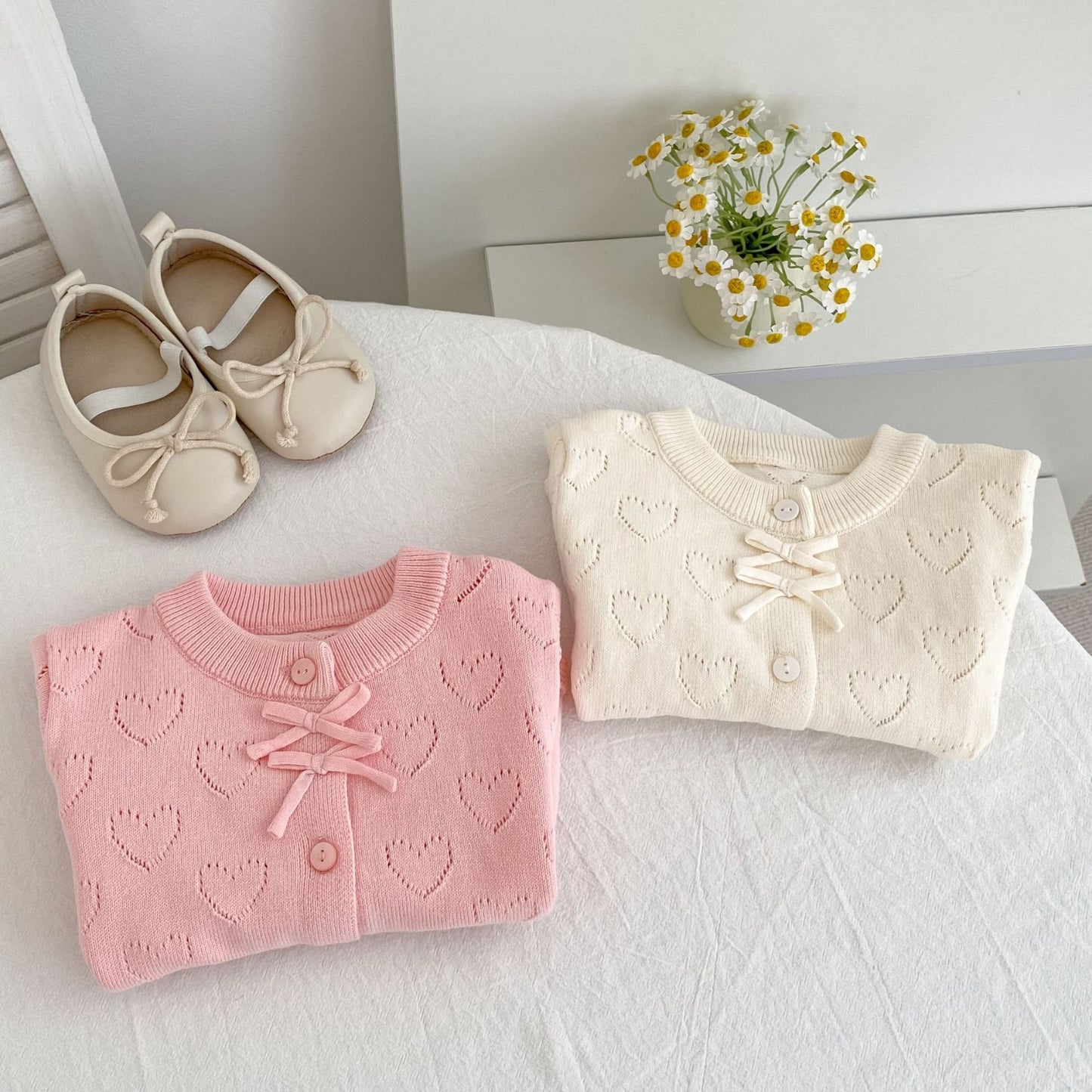 Heart bow cardigan