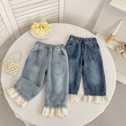 Heart denim pant
