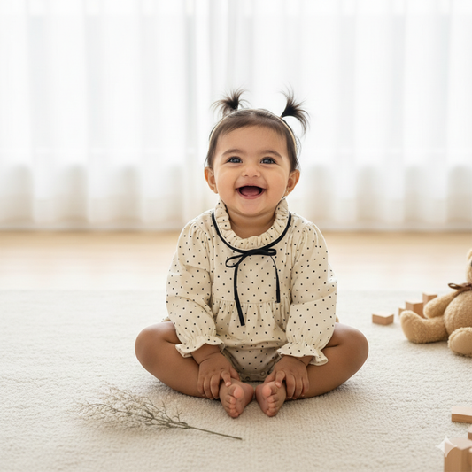 Dotty bow romper